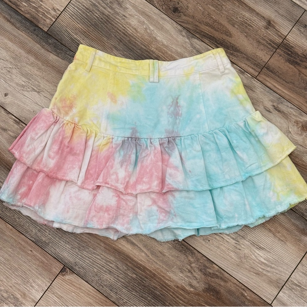 LoveShackFancy Colorful Tie-Dye Ruffle Skirt - Picture 3 of 3